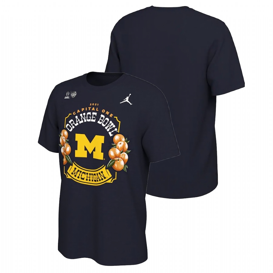 Michigan Wolverines Men's NCAA Navy 2021 Orange Bowl Playoff College Football T-Shirt VXD4049VU